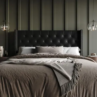 Favorer Sonoma Tufted Faux Leather Upholstered Wingback Headboard - Tufted Headboards for Bedroom Decor, Ideal for Reading or Lounging