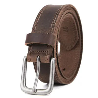 VATAN Men's Genuine Cowhide Adjustable Leather Casual Belt - Frame Buckle Accessory for Jeans, Work Use, Father's Day Gift Idea
