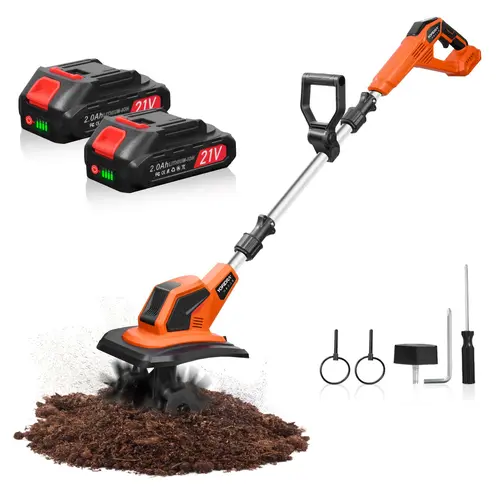 【DealsForYouDays】Yofidra 21V Cordless Tiller Cultivator, 360RPM Electric Garden Power Tool with Ergonomic Adjustable Handle, Portable Bladed Lawn Equipment for Soil Cultivation – Power Tools and Gadgets, Garden Accessories