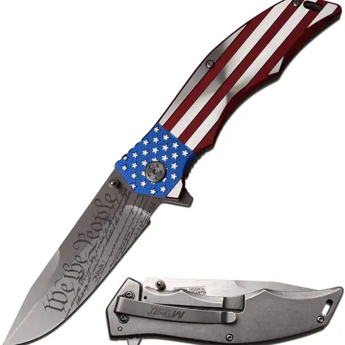 MTech USA Patriotic Folding Pocket Knife MX-A849CL 5" Closed 3.75" 3MM BLADE, USA Flag Knife
