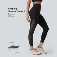 Halara UltraSculpt™ High Waisted Tummy Control Contrast Lace Shaping Training Leggings with Pockets