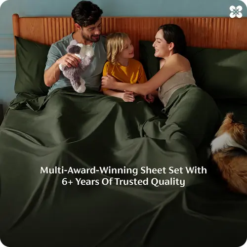 Bedsure 100% Cooling bamboo Sheet Set, Moody Color Rayon Derived from Bamboo, PureWoven, Breathable & Soft, Deep Pocket Up to 16 Inches, Hotel Luxury Silky Bedding for Hot Sleepers, Wrinkle, Fade Resistant