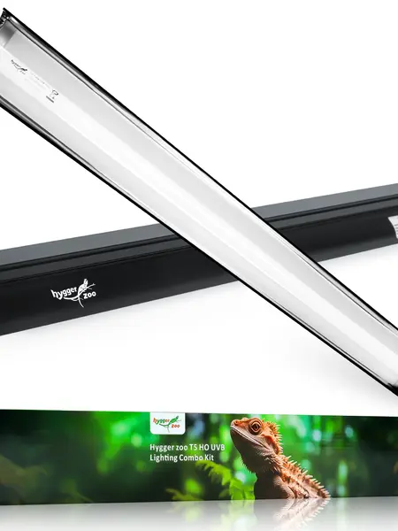 T5 Reptile Light Fixture Combo Kit 24W Light Fixture Reptile Terrarium Hood 10.0 UVB Light Bulb dimmable Fluorescent Tube Ideal for Tropical and Deserts Such as Bearded Dragon Lizards and Tortoises