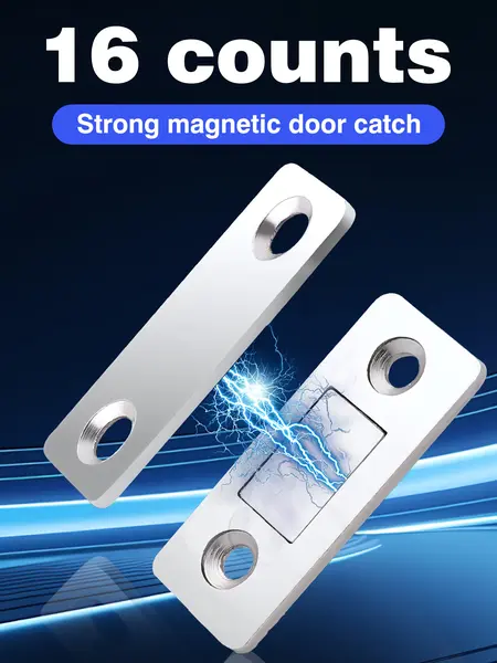 16 Counts Cupboard Magnetic Catch without Punching, 3-Step Stick-On Install - No Tools Needed