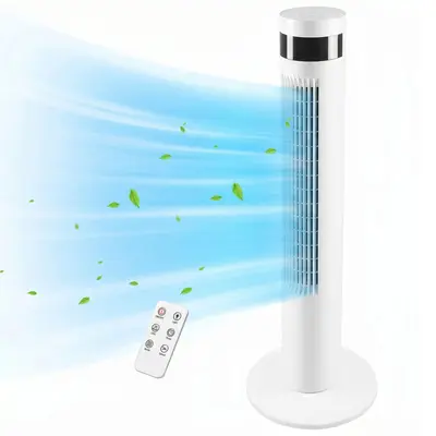 [DealsForYouDays]【NOT AC】Electactic Portable Tower Fan 36inch Quiet Bladeless Oscillating Floor Fan Remote Control 3-Speed Wind Mode 12H Timer for Bedroom Office Home