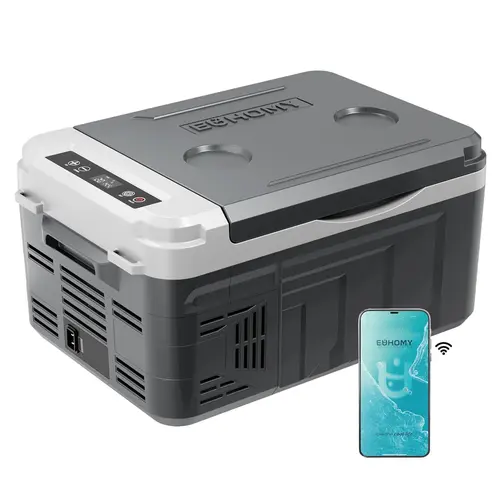【Super Brand Day】Euhomy 12-Volt 11 Quart Electric Cooler (Car Refrigerator) -  Bluetooth Enabled, Portable RV & Car Freezer
