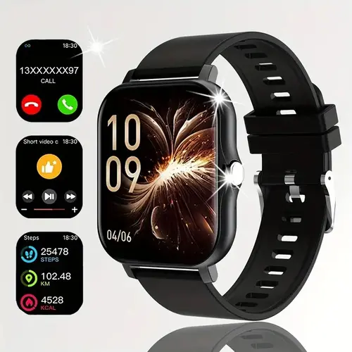 Fathersdaygift:New Smartwatch (Black & Pink) Wearable Device Super Bowl, Super Bowl Outdoor Sports、Smart watch, wireless talking/dialing, multi-sport mode, call reminder and rejection, SMS reminder message reminder various APP reminders