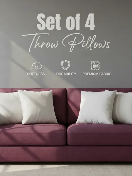 Utopia Bedding White Soft Bounce Pillow Inserts - Pack of 4 - Plush Brushed Fabric, Breathable, Durable, Supportive Memory Foam - for Sofa, Bed, Aesthetic Room Decor