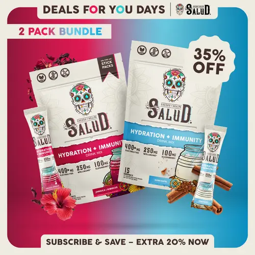 Salud 2-in-1 [Best Sellers Duo] Agua Fresca Drink Mix, Hydration + Immunity, Electrolytes Powder, Agua Fresca Drink Mix, Elderberry, Dairy & Soy Free, Non-GMO, Gluten Free, Vegan, Low Calorie, 1g Sugar (2-Pack, 30 Servings)