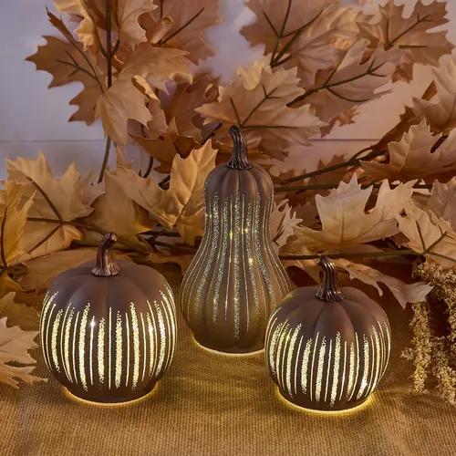 Set of 3 Mini Starry Night Glass Pumpkins & Gourd by Valerie