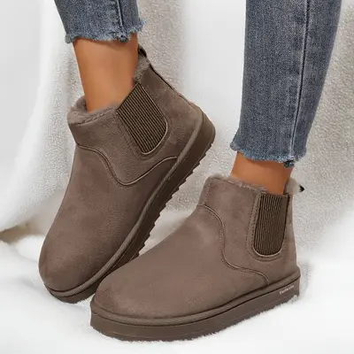 Women's Thick Soled Winter Snow Boots With Plush Lining & Anti-Slip Outsole Casual Ankle Boots