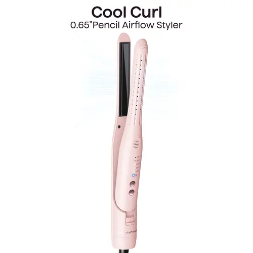 Wavytalk Cool Curl Pencil Airflow Styler - 0.65" Slim Barrel Curling Iron & Flat Iron with 360° Cool Airflow, 5 Temp Settings for Root Lift (Heat-Safe Design)