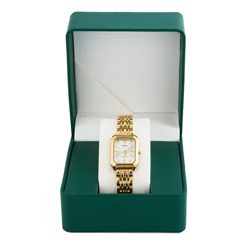 【summerwins】Luxury Ladies Fashion Quartz Watch Simple Scale Square Quality Gold Plated Women Watches Business, Equipped Adjuster for Self-size Adjustment, Gift box & Adjuster & gift for her