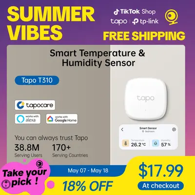 TP-Link & Tapo T310 Smart Temperature & Humidity Sensor – Swiss-Made ±0.54 °F / ±3 % RH Accuracy, Real-Time App Alerts, 1-Year CR2450 Battery, Free 2-Year Data Export, Home Automation  #SummerWins #DealsForYouDays