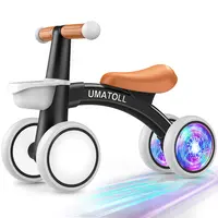 Umatoll Colorful Lighting Baby Balance Bike, Adjustable Seat Baby Walker Toy, Colorful 4-Wheel No Pedal Bicycle for Toddlers,One Year Old Boy Birthday Gifts, 12-24 Months Toddler First Ride on Toys with Removable Basket,  #DealsForYouDays