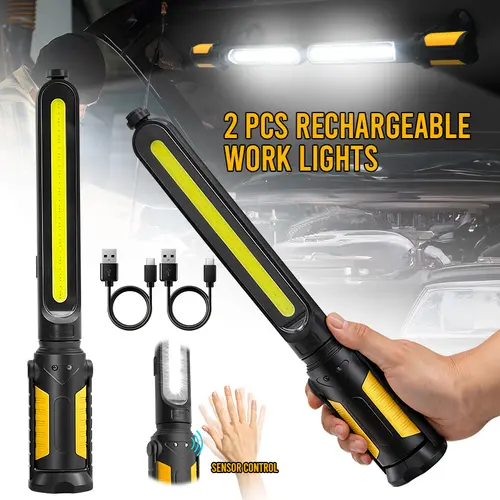 【DealsForYouDays】Sylstar Rechargeable LED Work Light for Mechanics - 2400LM Powerful Handheld Light with Magnetic Hooks, Remote Sensing, USB Charging, Ideal for Workshop, Car Repairs, Car Emergency, Ideal For Car Repairs,father'sdaygifts