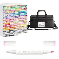 Bianyo 372-Piece Dual Tip Alcohol Art Markers Set - Brush & Fine Tips, Color Stability, Color Expression, Includes Shoulder Strap Carry Bag - for Illustration, Portraits, Architecture (Office Stationery Writing Tool)