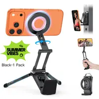 OMOTON TP02 Magnetic Phone Mount Aluminium Tripod Stand-Foldable Cellphone Stand with 360°Rotating Shaft, Adjustable Ring Grip, Selfie Stick Clamp, Hook features, Traveling/Desk Gadgets#DealsForYouDays