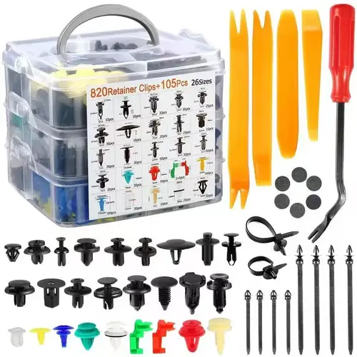 [Plastic Car Clips Kit] 920/725/240/100 pcs Car Clips Plastic Rivets Fasteners Push Retainer Kit With Most Popular Sizes Auto Push Pin Rivets Set With Fastener Remover, Without Battery