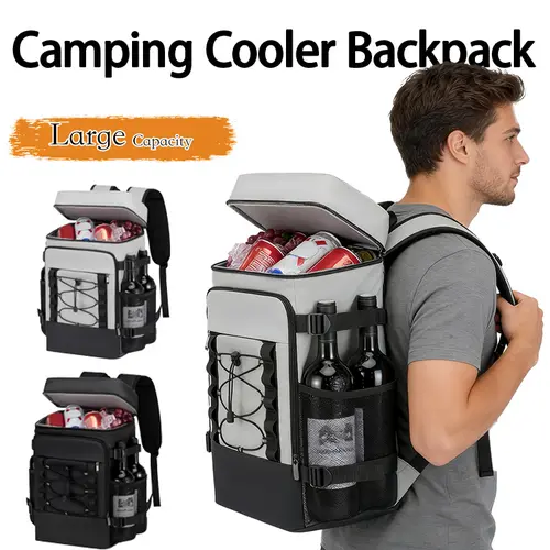 GZXIHTZ Wearable Cooler Backpack, 30hr Ice Life, Insulated Waterproof Thermal Bag with Bottle Opener, Reflective Strips, Anti-Slip Ropes, 16-24hr Backup Ice Life, Camping Picnic Essentials, Men’s Gift Option, Backpack Coolers for Outdoor Use