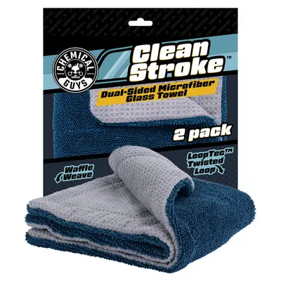 Chemical Guys CleanStroke Dual-Sided Microfiber Glass Towel - 16x16 in Waffle-Weave & 70/30 Plush Blend, Scratch-Free, Streak-Free, High-Absorbency Microfiber Cloth for Window Buffing, Kitchen Cleaning, Detailing Products