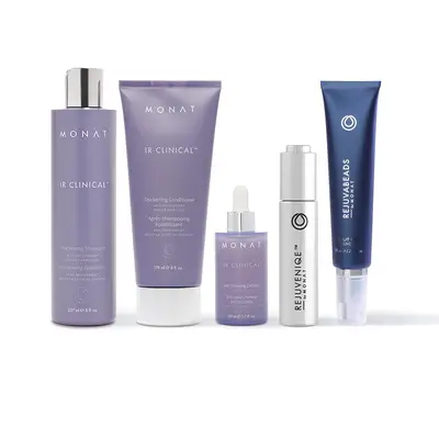 MONAT Hair Transformation Pack – IR Clinical Thickening Shampoo, Conditioner, Scalp Serum, REJUVENIQE Oil & REJUVABEADS Repair Treatment