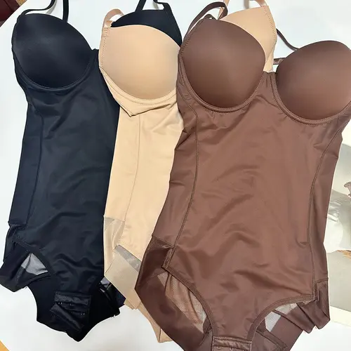 Women's Sexy Patchwork Slimming Shapewear Bodysuit Set, Adjustable Strap, Regular Length, XS-Xxl Sizes, All Seasons Wear, 3 Piece Pack, Womenswear Underwear, Body Shaping Underwear, Adjustable Body Shaper