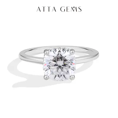 ATTAGEMS Cushion Cut 1.5ct 2.5ct Synthetic Moissanite Ring DVVS1 Color 925 Sterlikling Rings for Women Engagement Wedding Band Luxuryng Silver Spar Fine Jewelry Holiday Gift Party R285, Engagement Rings summerwins