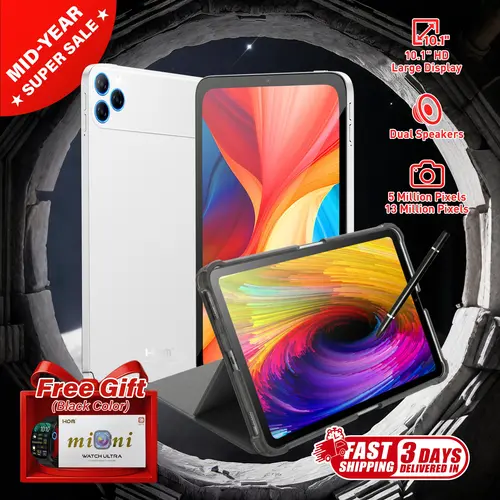 [Buy 1 Get GIft] 10.1'' Android Tablet, 8+256, Dual Camera, 5000mAh, 2 in 1 Portable Device w/ Keyboard, Mouse, Stylus, Case and more