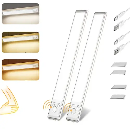 LED Strip Under Cabinet Lights, 76-LED Motion Sensor Magnetic Dimmable 1500mAh USB Rechargeable Wire-Free for Kitchen, Home Decor, Household Items Decor, Led Lights, Bendable Under-Cabinet Lights,campingessentials,outdoorfurnitureset,campinggear