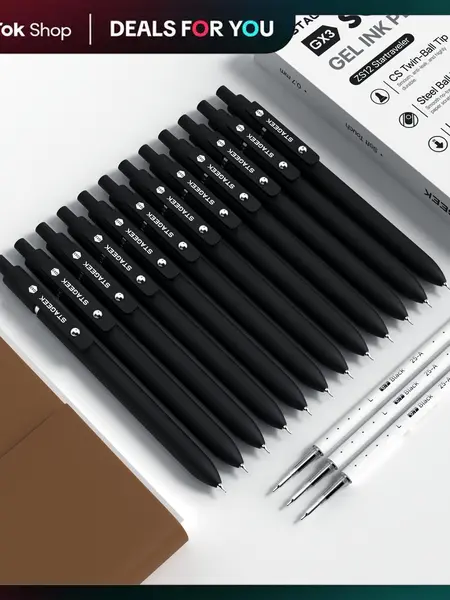 STAGEEK Black Gel Pens, 5/6/12 Pack Fine Point Smooth Writing Pens with 3 Extra Refills, 0.7mm/0.5mm Quick Dry Black Ink Pens for Journaling, Office, Note Taking, School Supplies, Nurse Aesthetic(Black Gray White & Morandi)