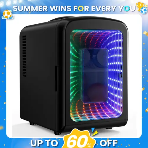 [DealsForYouDays] Antarctic Star 4L Mini Compact Refrigerator with Gaming Light: 6-Can Portable Cooler for Bedroom, Car, Office, Dorm - Cosmetics, Beverage & Food Storage Note: internal temp varies with ambient temp.