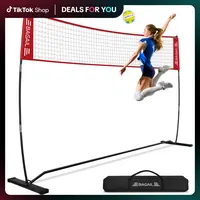 【Summer Wins】BAGAIL Volleyball Net, 12ft/20ft Portable Volleyball Net for Backyard - Adjustable Height, Heavy-Duty Frame, Freestanding Design - Portable Outdoor/Indoor Volleyball Set with Carry Bag family sport