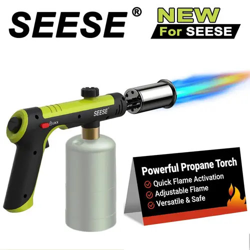 SEESE Powerful Propane Torch (Propane Tank Not Included),Culinary Propane Torch Lighter, Adjustable Blow Torch for Sous Vide Searing Steak, BBQ