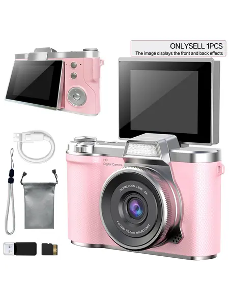 Latest Flip Phone Digital Camera, Easy Recording, Simple Interface, Multiple Filters, Ideal for Outdoor Selfies, Includes Memory Card and Reader