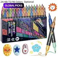 24/48/72/96/120 Colors Glitter Effect Brush Markers, Dual-Tip Dual-Color 1-5 mm Soft Brush Shimmer Marker for Doodle, Writing, Glitter Art, DIY Crafts, Greeting and Birthday Card Making #GLOBAL PICKS