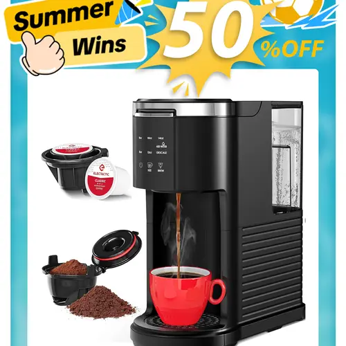 Single Serve Coffee Maker K Cup 2 in 1 Coffee Machine with Ground Coffee & Pods Coffee, 6 to 14 Oz Brew Sizes,Mini One Cup Drip Coffee Maker with Auto Cleaning & Shut Off, Black Brand: Havato summerwins,summerwins