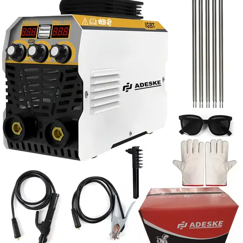 ADESKE 120A Stick Welder, Dual Voltage 110V/220V MMA Welding Machine, Digital Display, Portable Arc Welder for Beginners, Complete Welding Kit Included