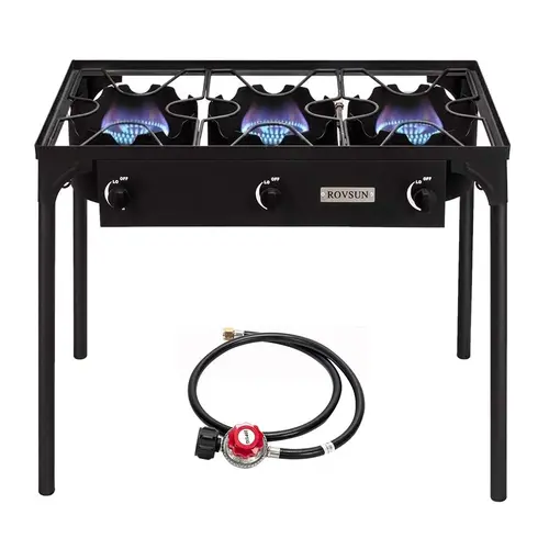 ROVSUN 1/2/3 Burner Propane Gas Stove,75000-225000 BTU High Pressure | CSA Regulator Included | Perfect for Camping, Turkey Frying, Home Brewing & More,TikTokShopBlackFriday