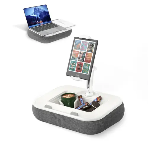 Viozon Kindle Pillow Stand for Bed with Adjustable Arm, Tablet Holder with Snack Bowl, Fits 4.7-13" iPad, Smartphone, Kindle, up to 15" Laptop, Lap Desk for Hands-Free Reading in Bed, Couch, Sofa Summervibes