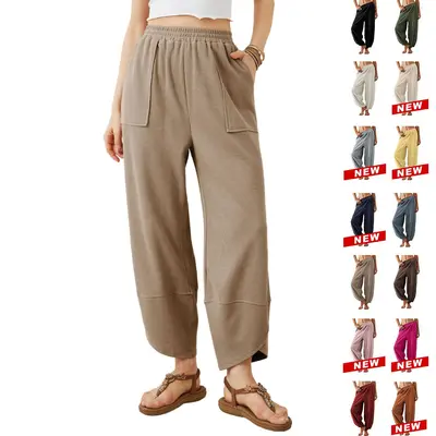 YeeZaa Women's Wide Leg Baggy Pants 4th of July Holiday Elastic Wasitted Harem Palazzo Pants 2026 Spring Summer Fashion Womenswear with Pockets#widelegpants #streetstyle#2026#springfresh summerwins