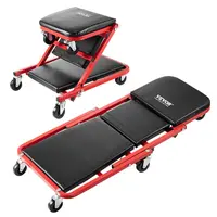 【Father's Day】VEVOR Foldable Z Garage Creeper,  36 in, 300 lbs Load Capacity Rolling Folding Mechanic Creeper Stool, with 6 Wheels Tool Tray Padded Seat Steel Frame, Lay Down or Sit Chair for Garage Shop or Home