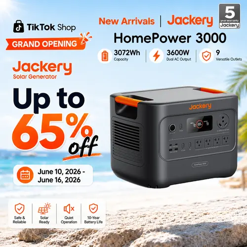 [Opening Ceremony]  Jackery HomePower 3000 Portable Power Station, 3600W (Surge 7200W) Output, 3072Wh LFP Battery Solar Generator, Essential Home Backup for Home Use, Power Outage, RV, Emergencies (Solar Panel Optional)
