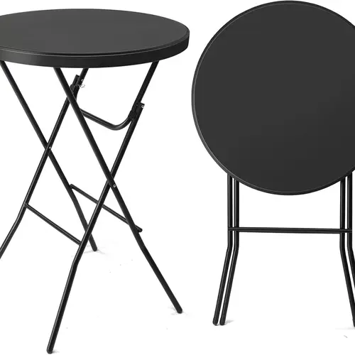 VINGLI 23.5/32" Plastic Folding Round Table Bar Height, HDPE Matrial with Gray Metal Finish, High Top Table for Outdoor Party, Cafes, Restaurants, Backyard, Dining Room, Wedding Event,1 Pack