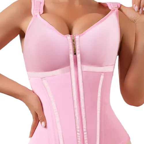 LUXSEREN Women's Adjustable Strong Waist Trainer Corset - Colombian Faja Body Shaper with Zipper, Wireless Push-Up Bra for Sports Workout, High-Waist Tummy-Control Shapewear Belt