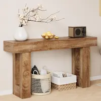 IRONCK 63" Long Modern Wood Console Table with 2 Drawers - Wooden Sofa Table for Living Room, Entryway, Farmhouse Hallway Behind Couch, Modern Wood Table Acacia Wood Tabletop