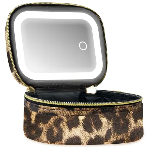 Small Makeup Bag Travel Train Case with Mirror and Light Mini Travel Make up for Women Train Case Cosmetic Organizer 3 Adjustable Brightness Toiletry Bag Portable Artist Storage,summerwins,campingessentials,campinggear,vacationoutfits,beachoutfits