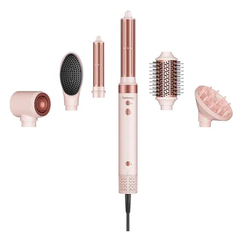 Tideway Prowaver 6-in-1 Ionic Hot Air Styler Wrap - Dual Voltage (100-240V) High-Speed Dryer, Auto Wrap Curlers, Volumizing Blower, Thermal Brush Blowout Tool, Multifunctional Straightener Curler, Smooth Results,Summer Hair Style #DealsForYouDays