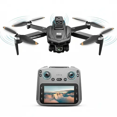 V168 MAX Screen Controller Drone GPS Drone supports 5G GPS Drone Modern Drone Design,360° Rolling, Four-sided Obstacle Avoidance, Dual Cameras, Foldable Design, 2 Batteries , Gesture Control, One Click fly / Return for Amateur player for Birthday Gift