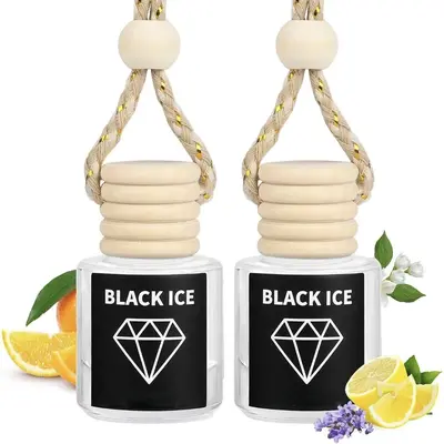2PCS Car Scented Air Freshener Black Ice Long Lasting Air Diffuser Last 60+ Days Easy Hanging Rearview Mirror Fragrance Enhancer, Car Perfume, Vehicle Accessories